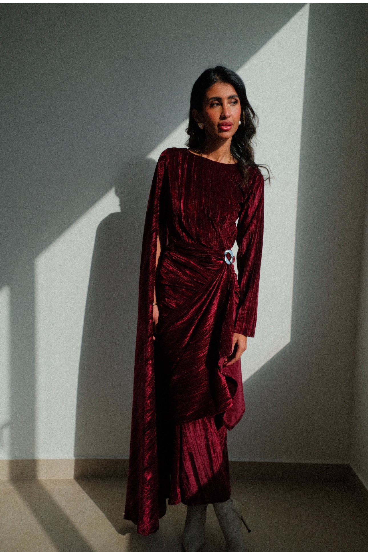 Aria scarf kaftan - maroon