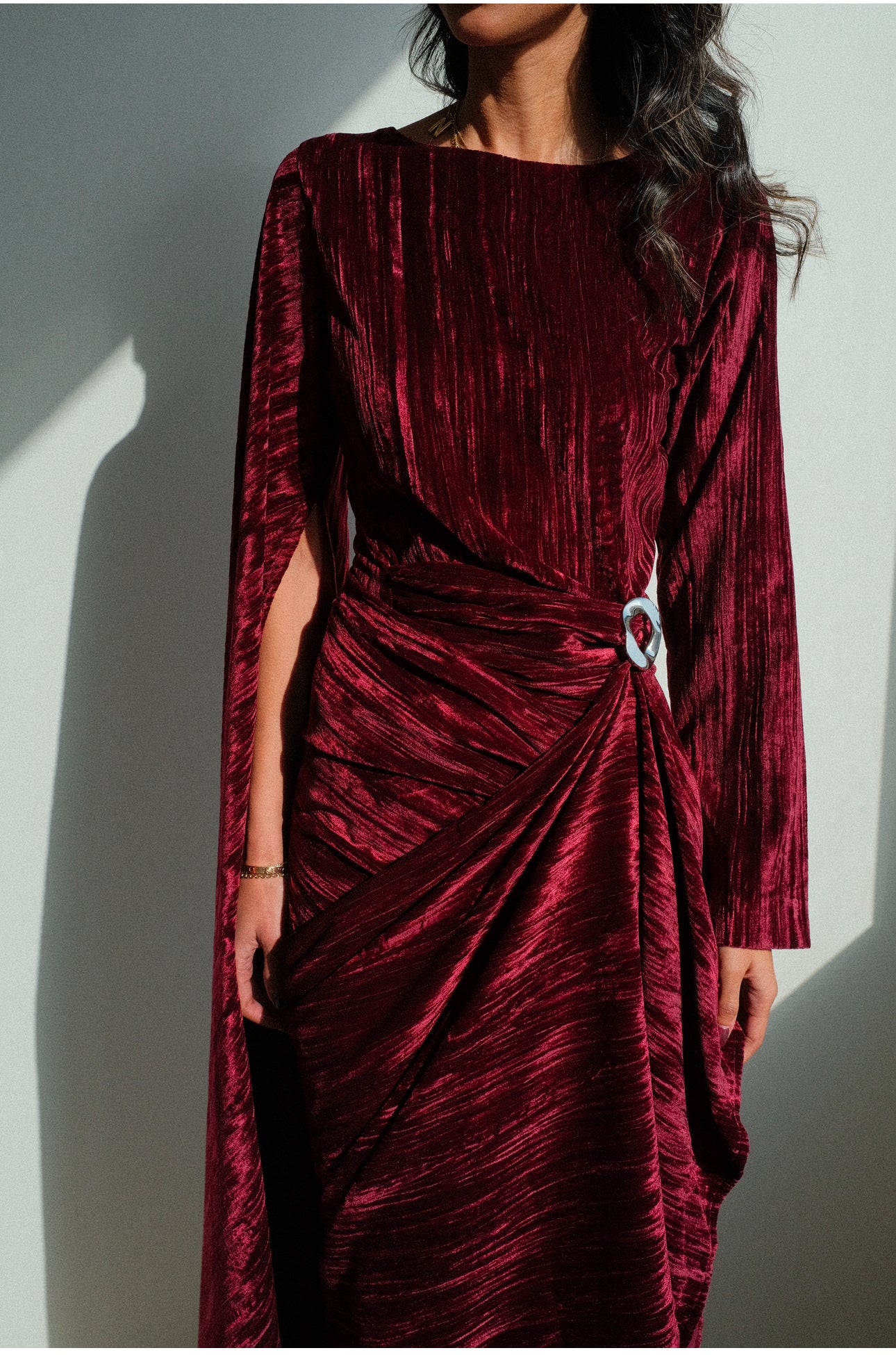 Aria scarf kaftan - maroon