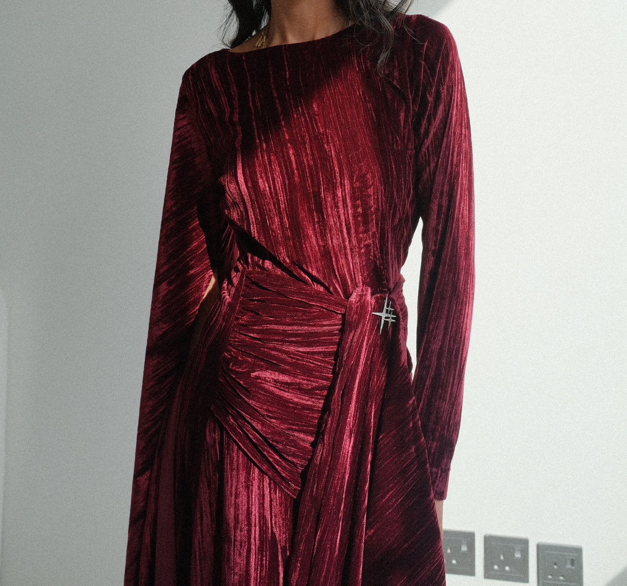 Aria scarf kaftan - maroon