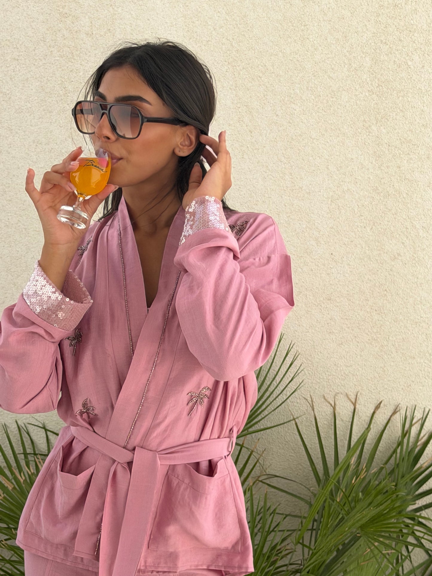 Palm Rosé kimono