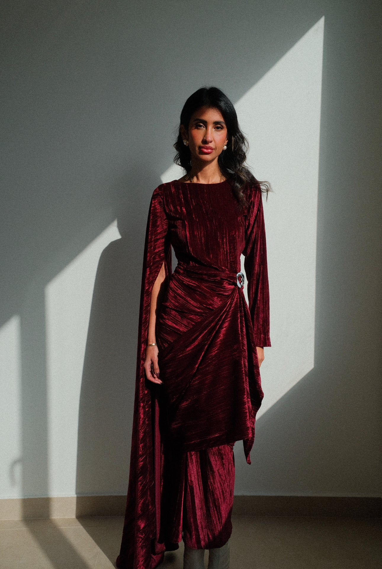Aria scarf kaftan - maroon