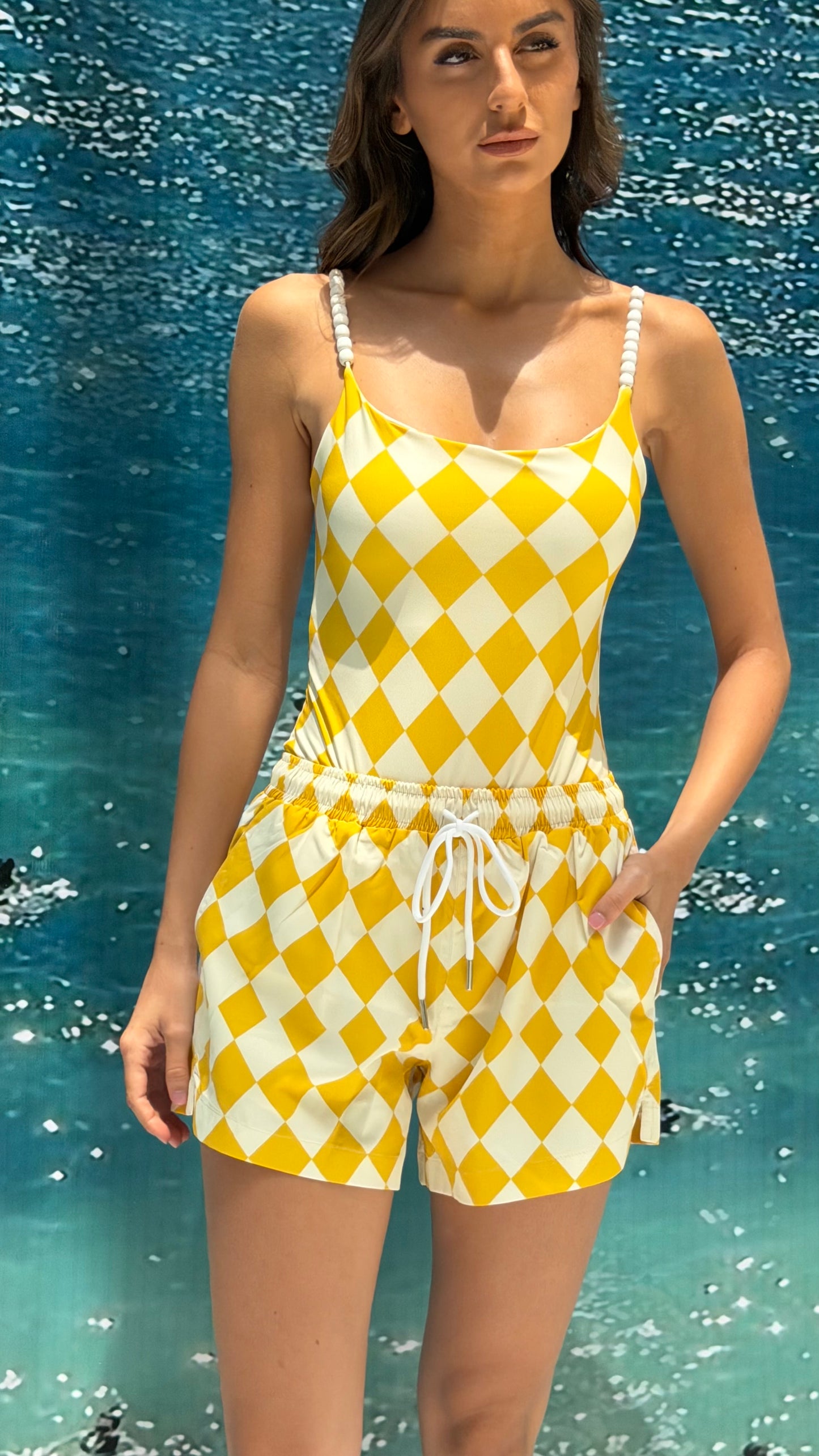 Yellow checkered short ( only short)