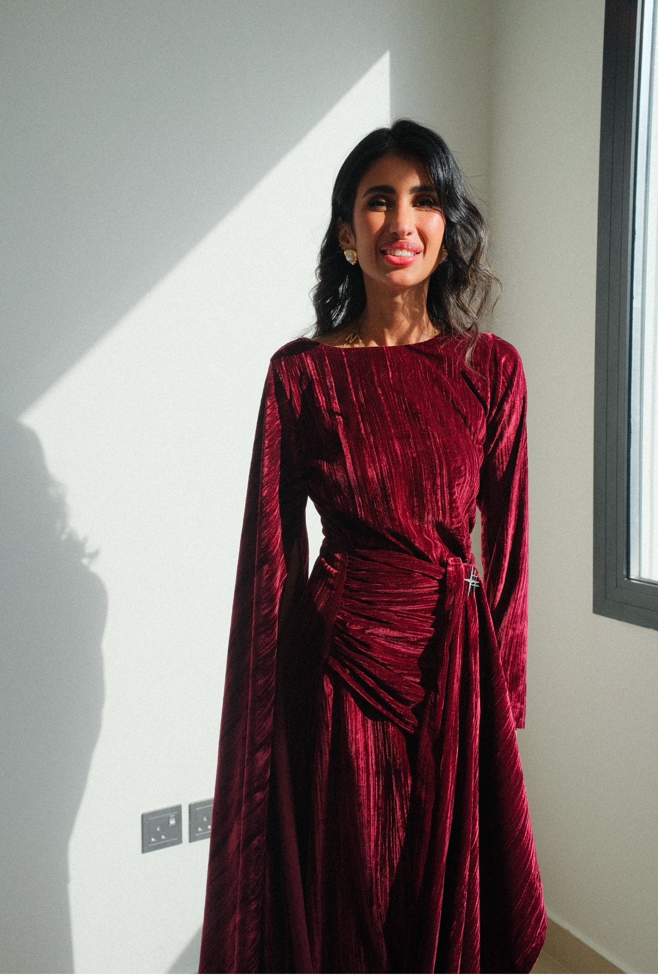 Aria scarf kaftan - maroon