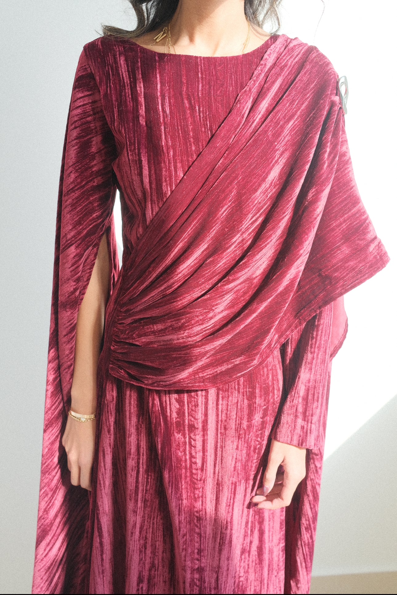 Aria scarf kaftan - maroon