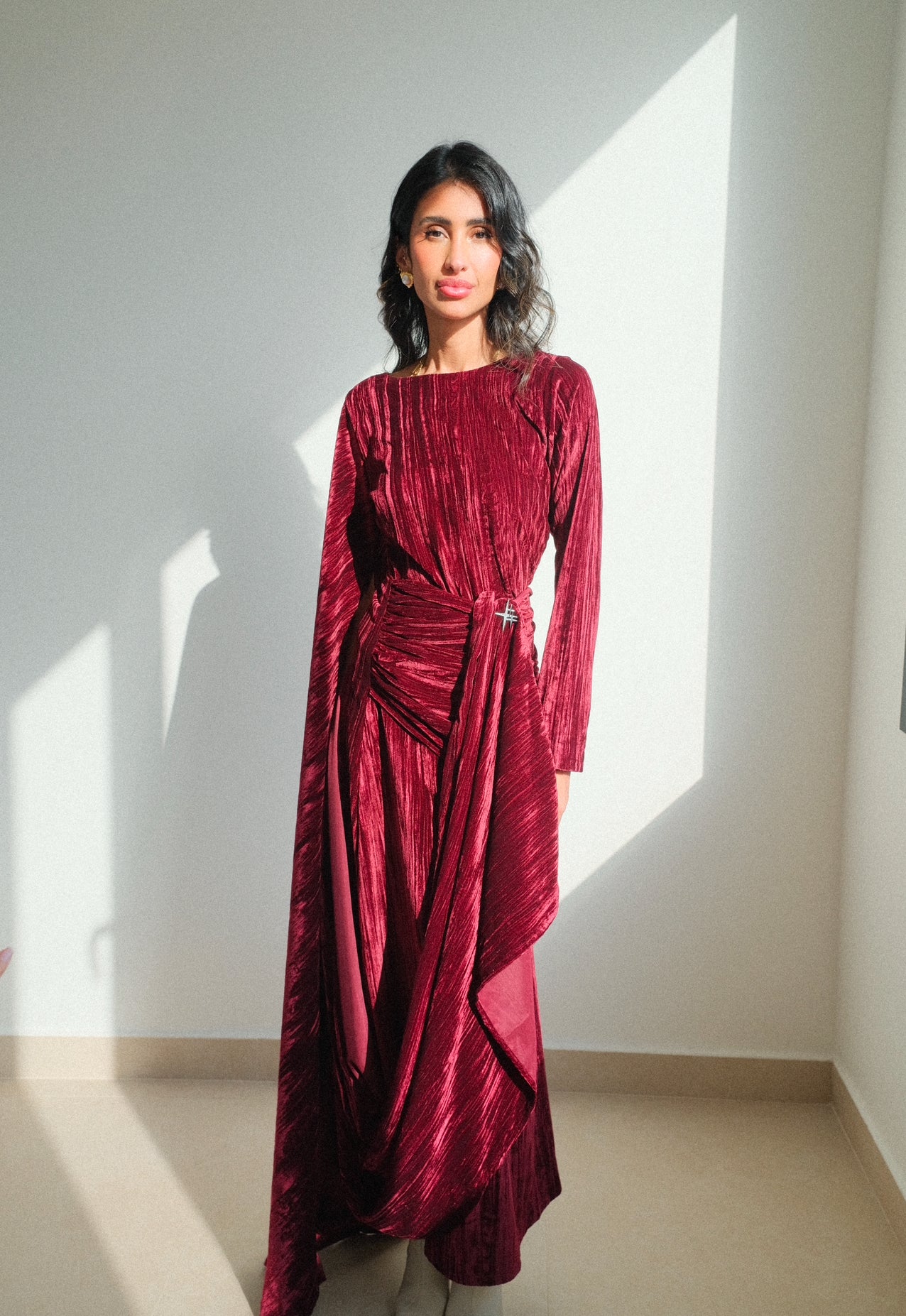 Aria scarf kaftan - maroon