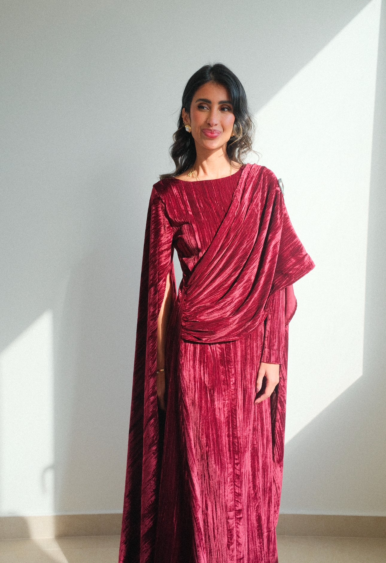 Aria scarf kaftan - maroon