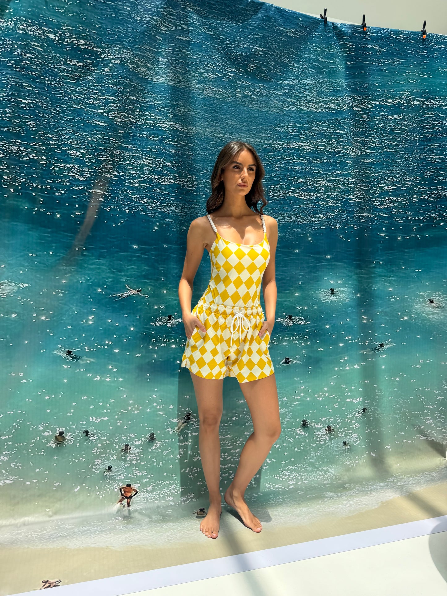 Yellow checkered short ( only short)