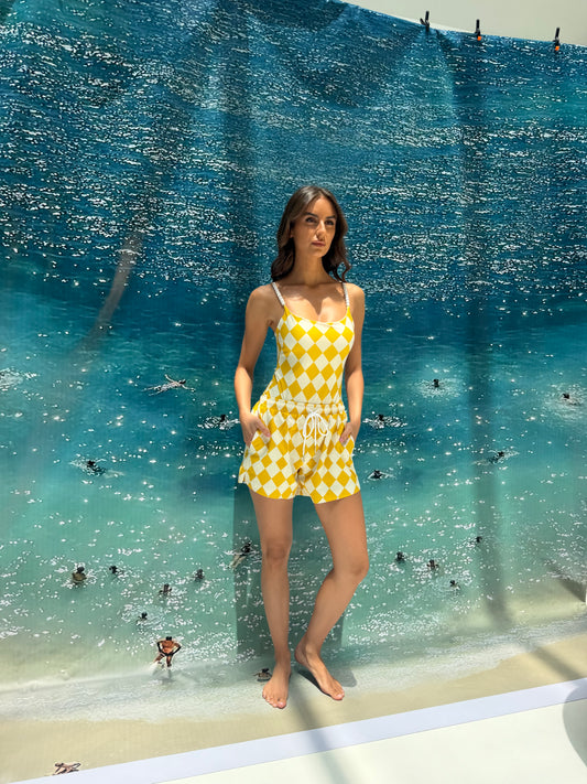 Yellow checkered short ( only short)