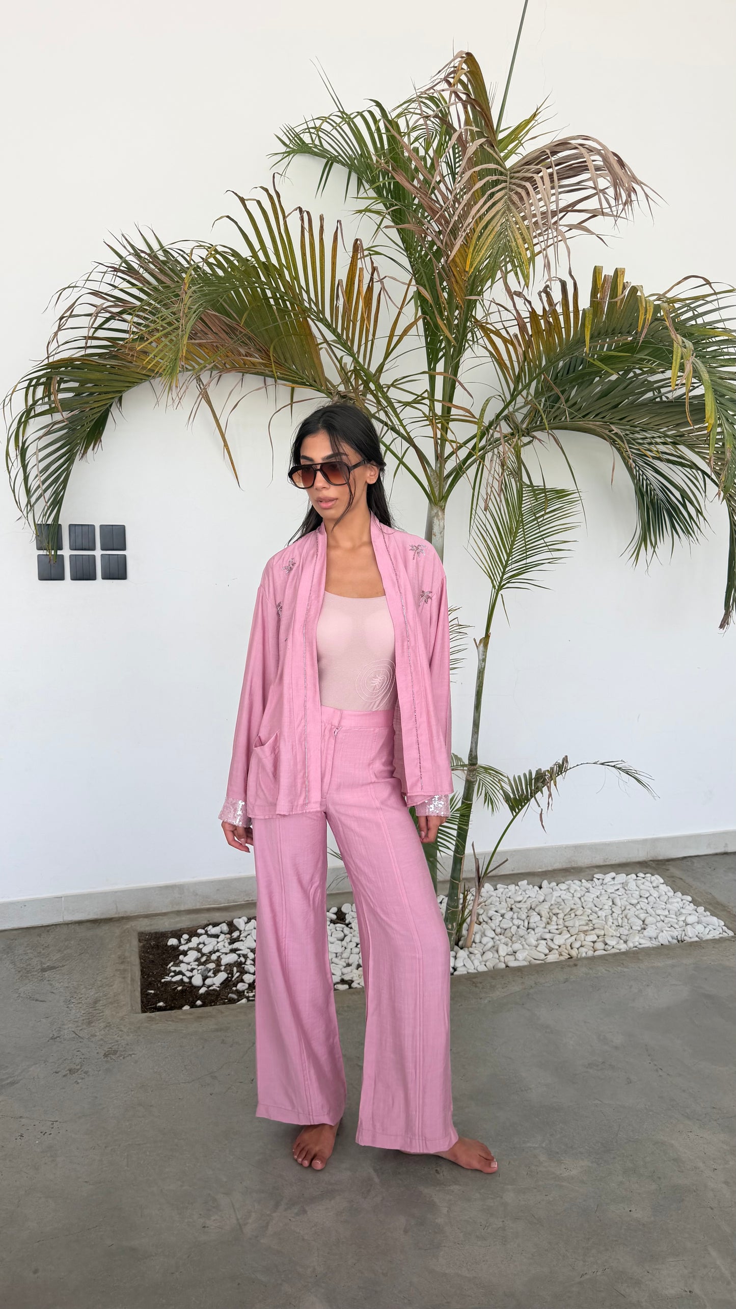 Palm Rosé kimono