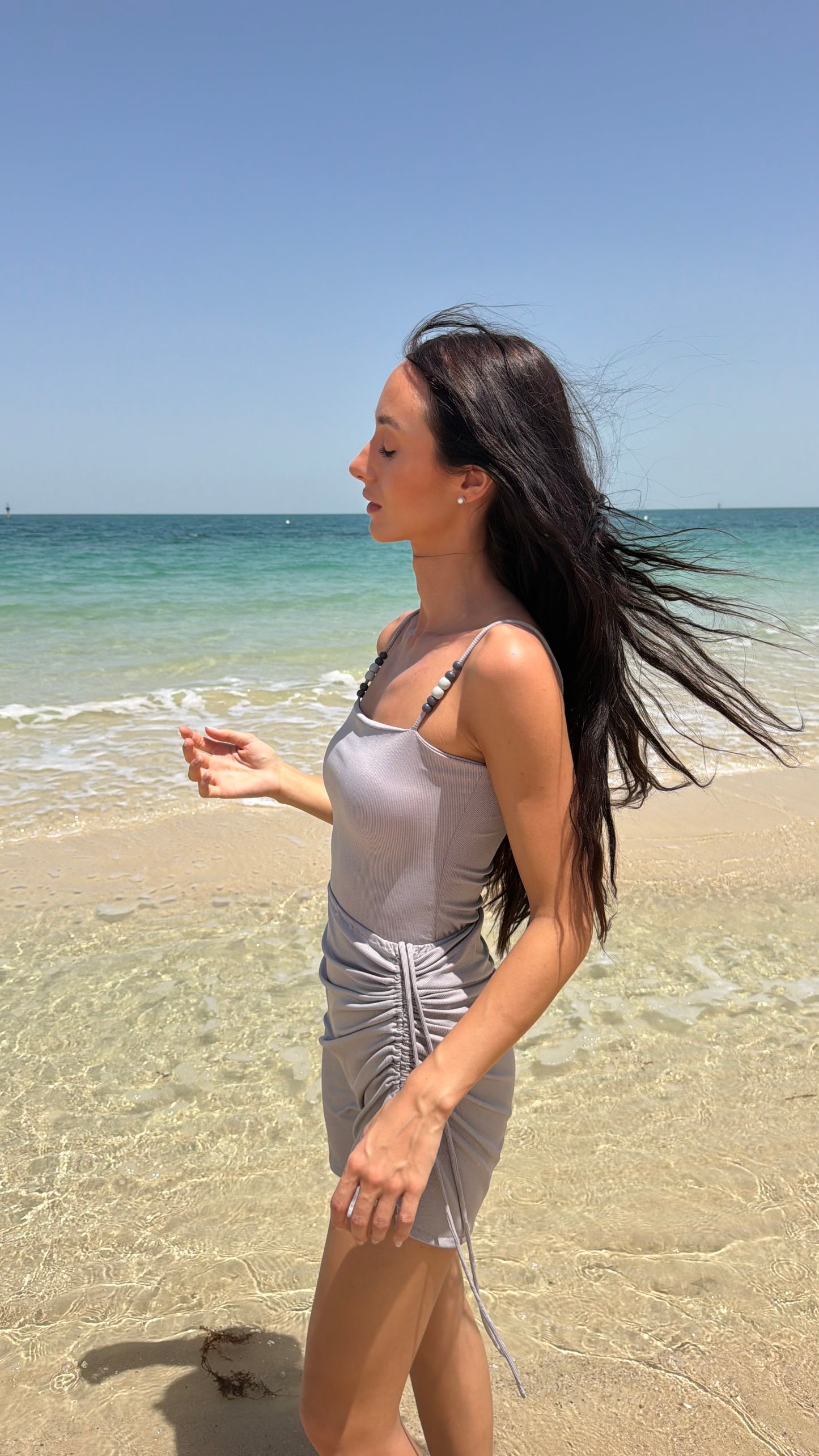 Grey gliter tank swimsuit ( only swimsuit)