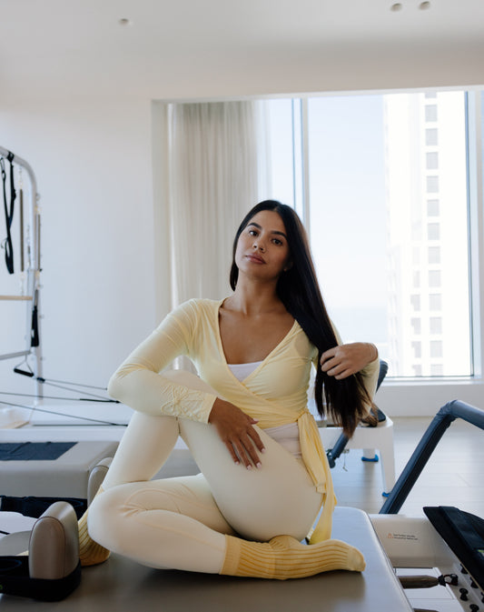 Butter yellow wrap around top