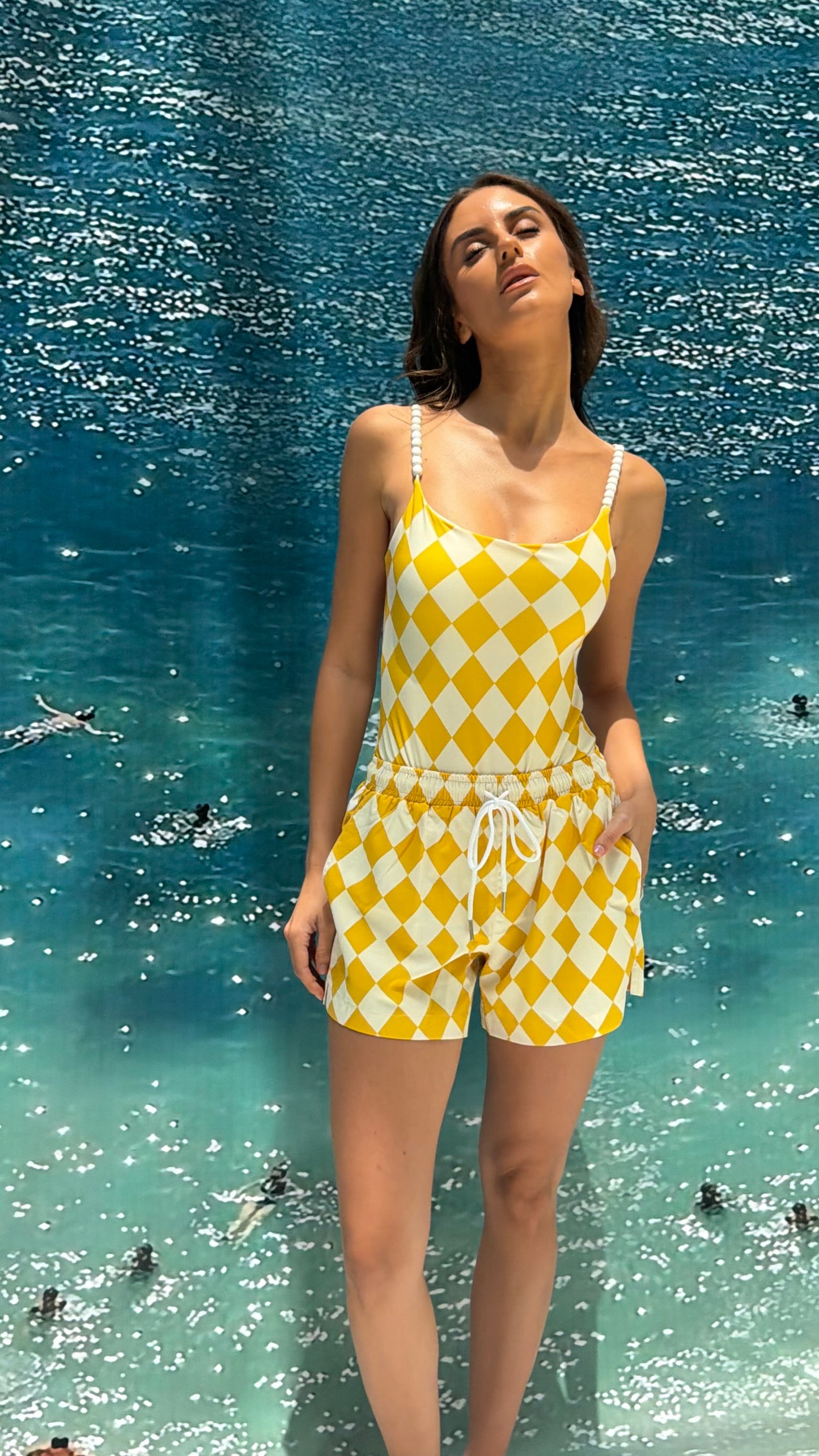 Yellow checkered short ( only short)