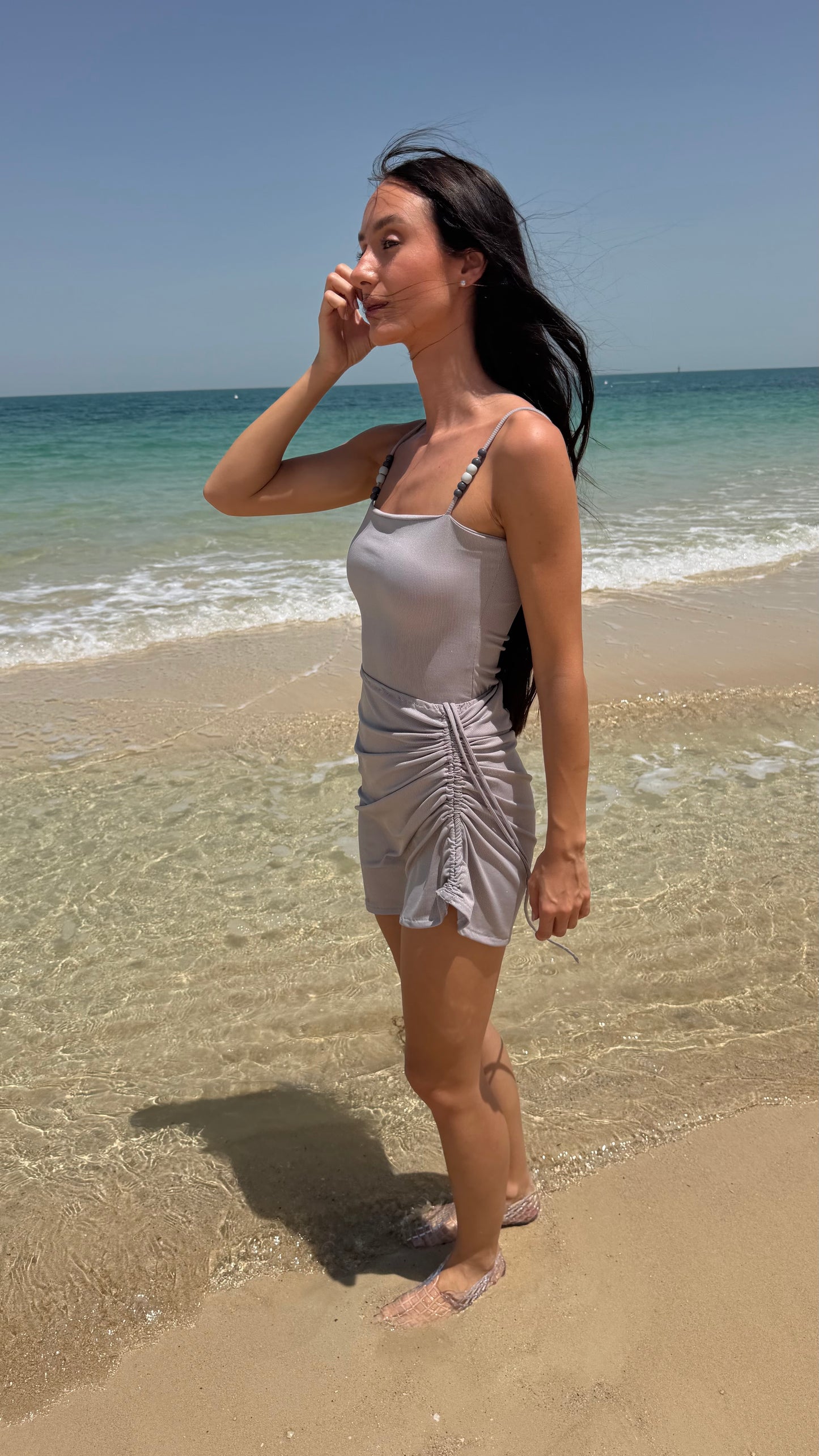 Grey gliter tank swimsuit ( only swimsuit)