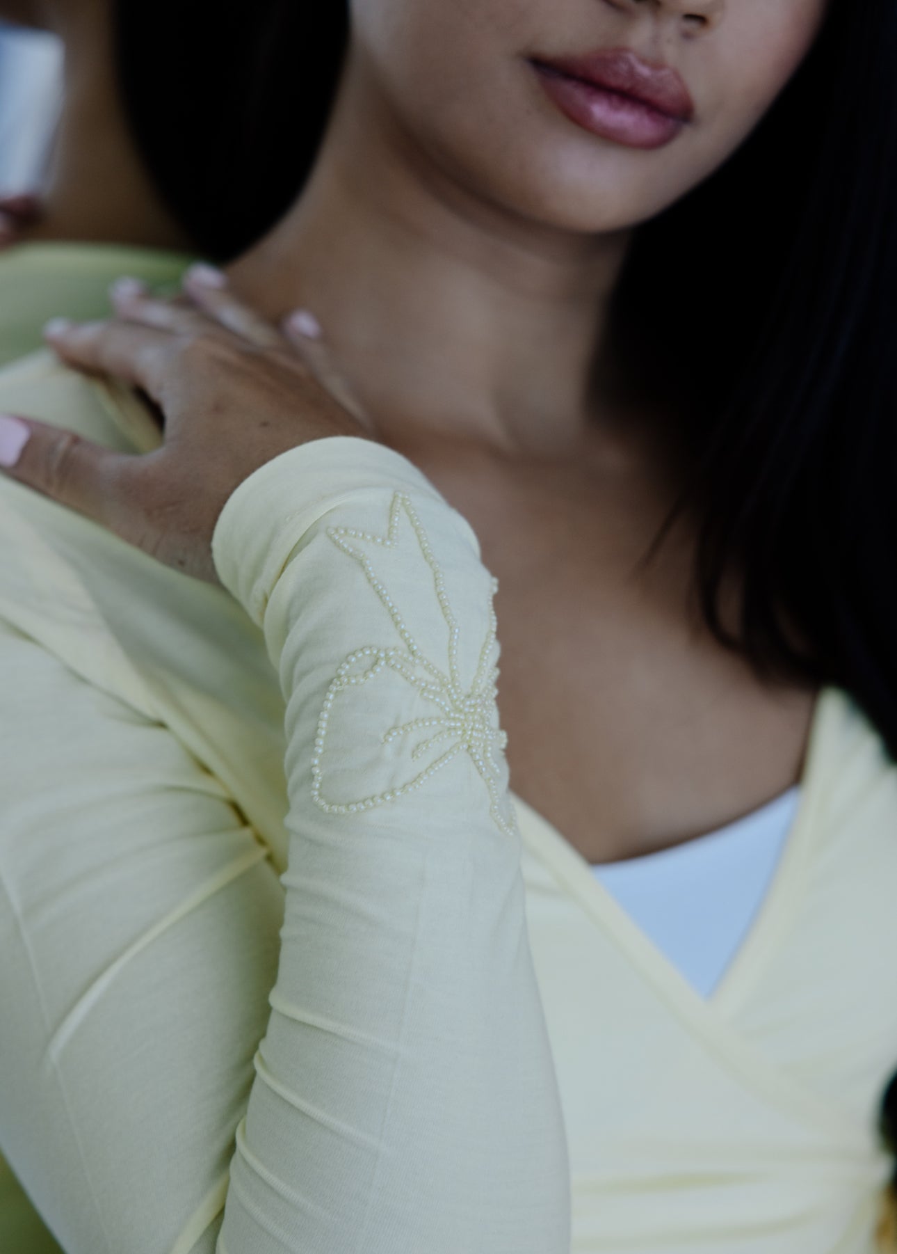 Butter yellow wrap around top