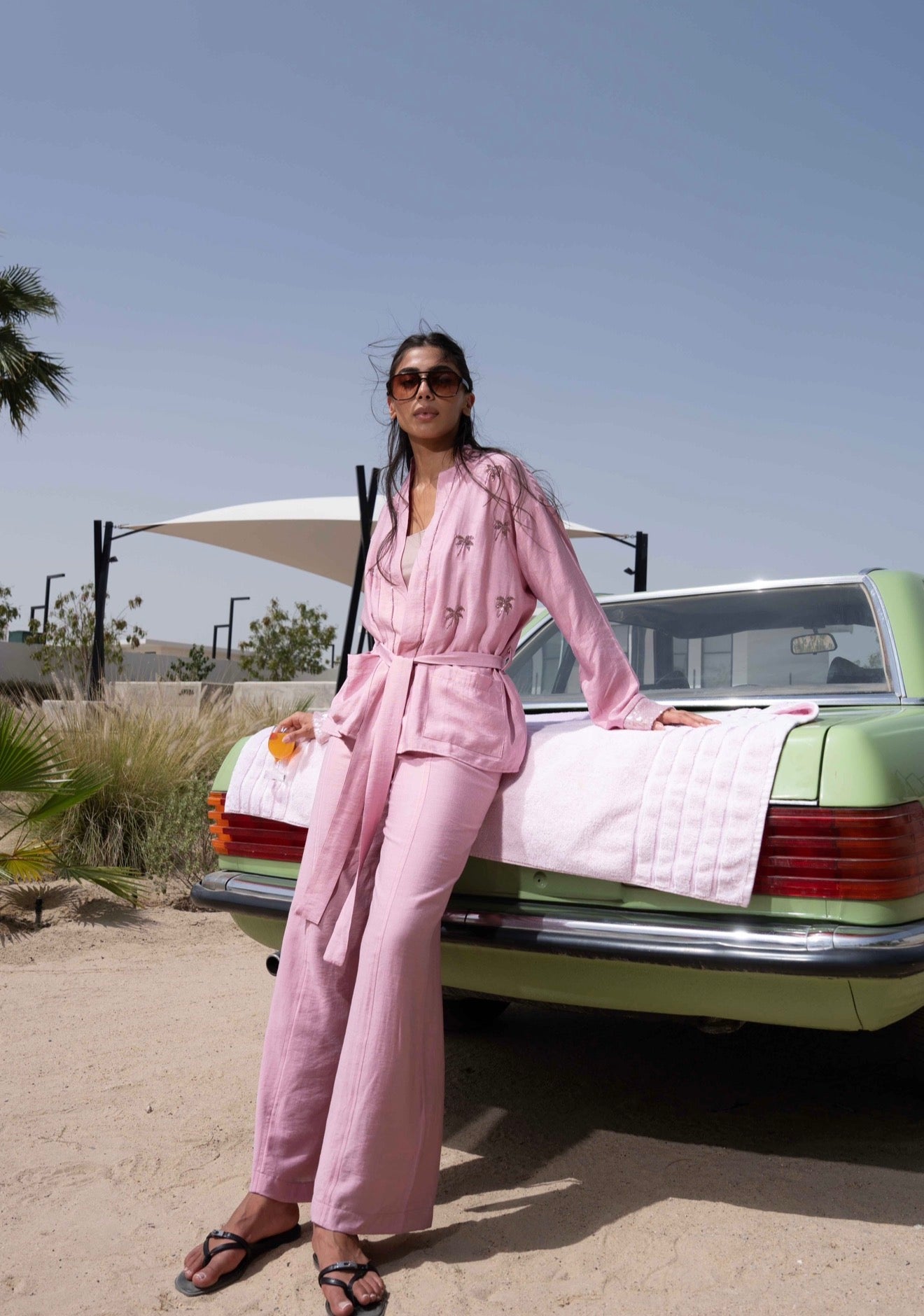 Palm Rosé kimono