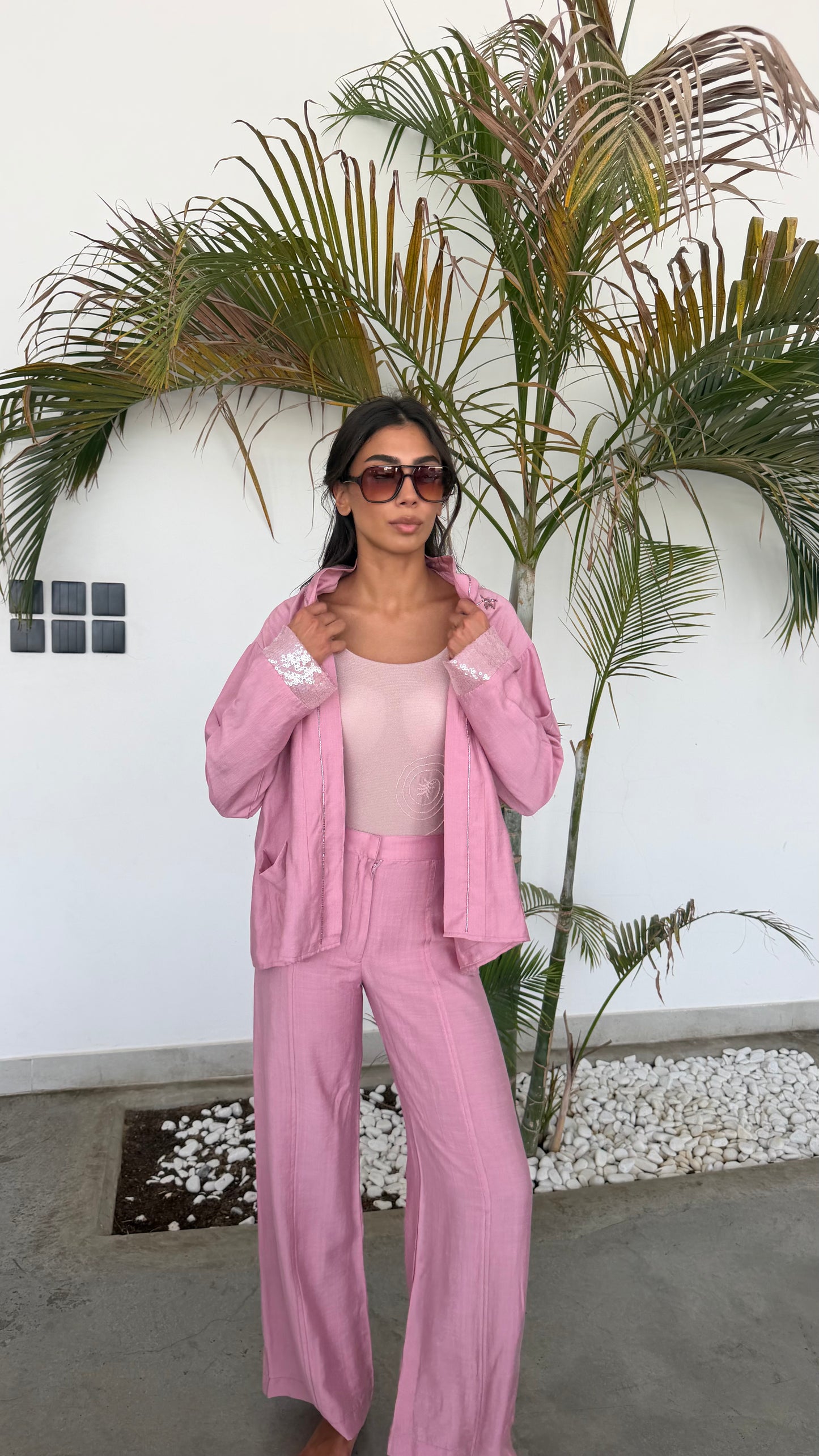 Palm Rosé kimono