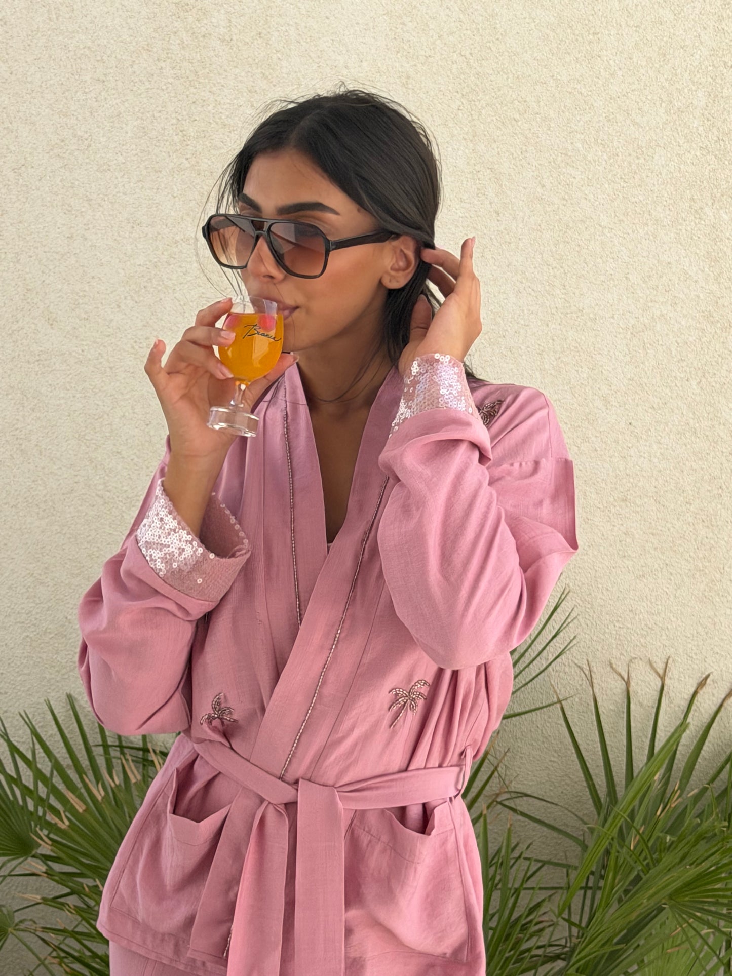 Palm Rosé kimono