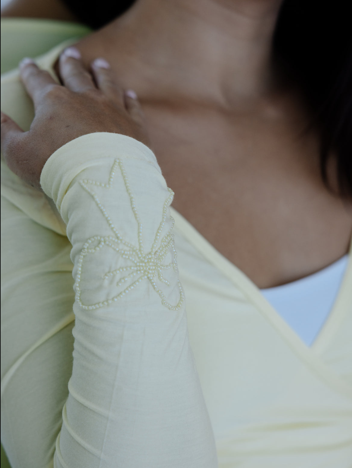 Butter yellow wrap around top