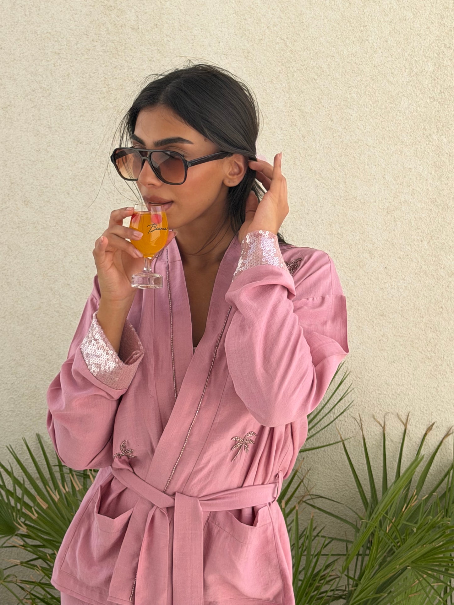 Palm Rosé kimono