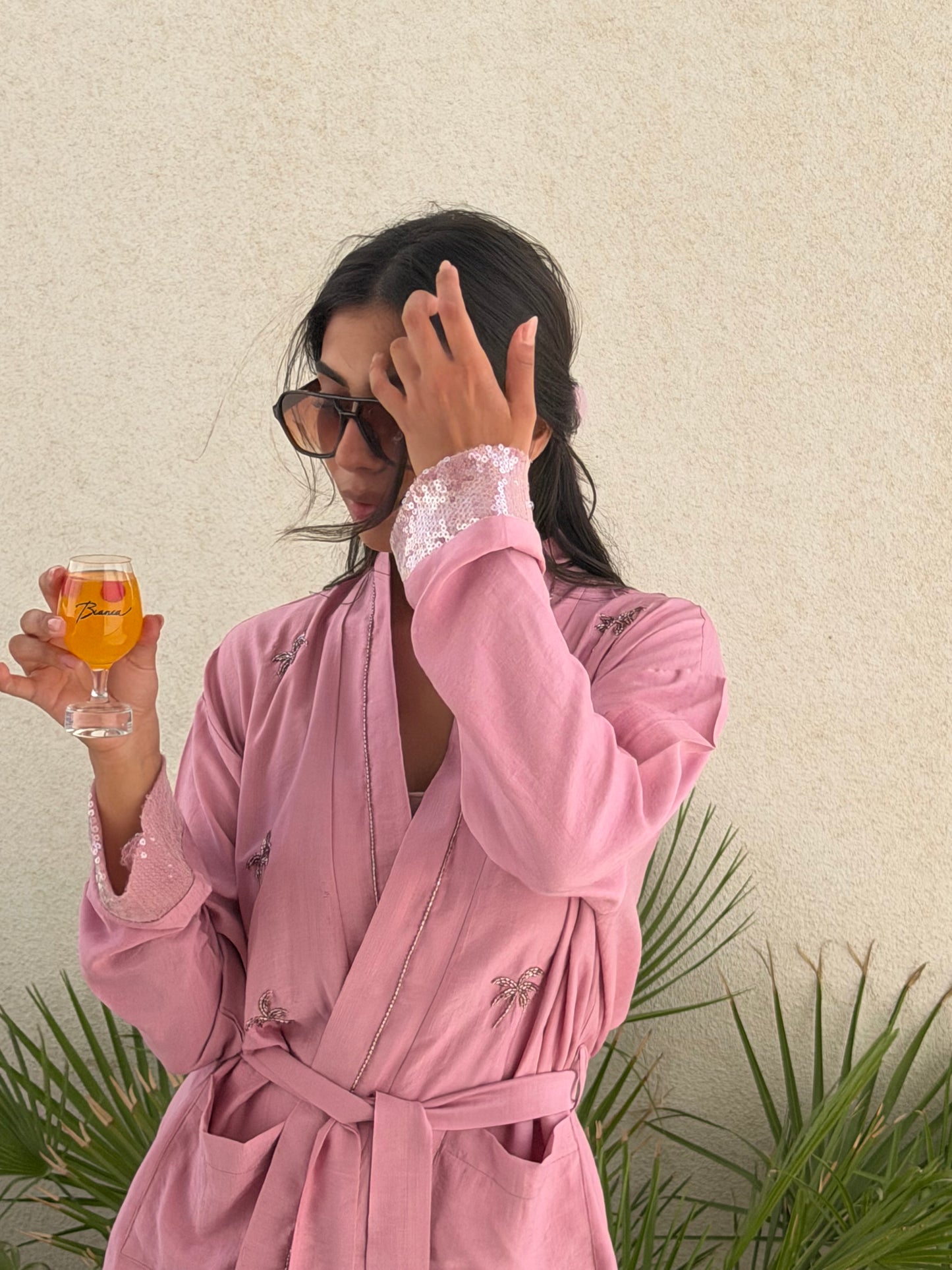 Palm Rosé kimono