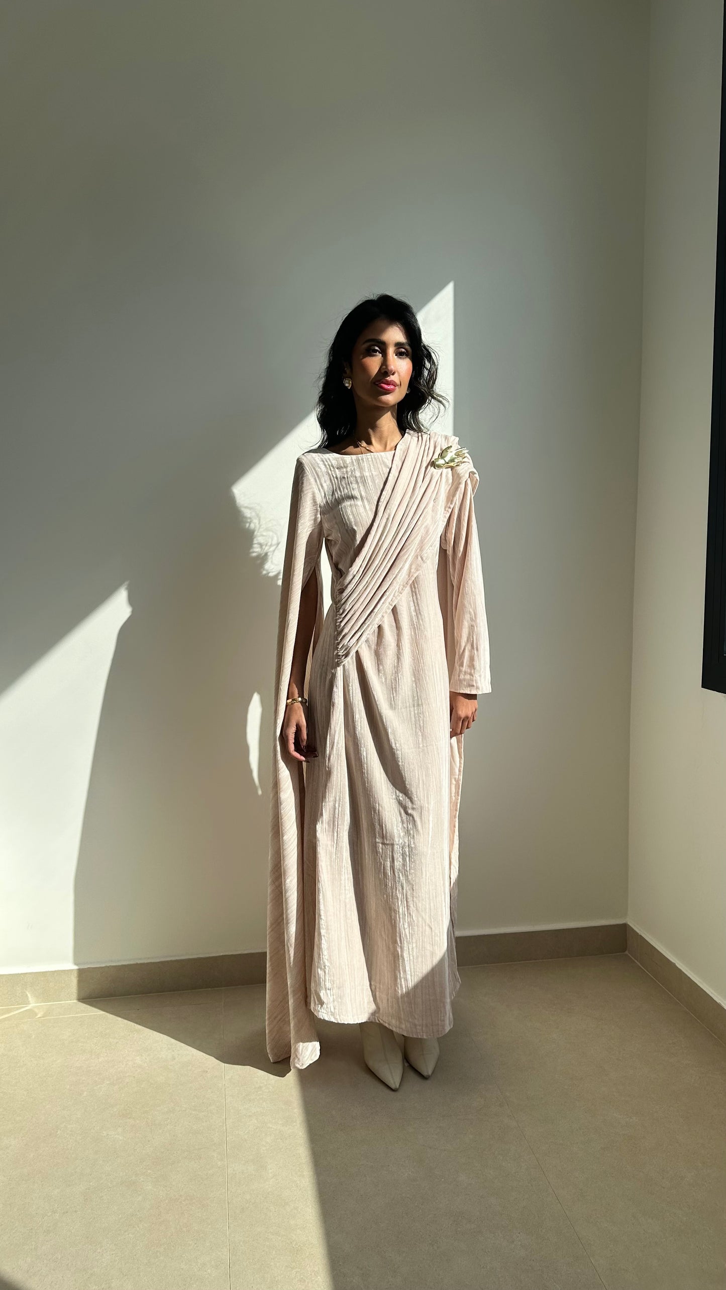 Aria scarf kaftan in off white