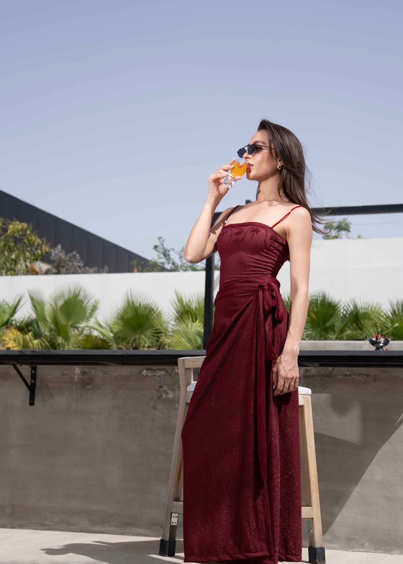 Maroon palm skirt ( only skirt)