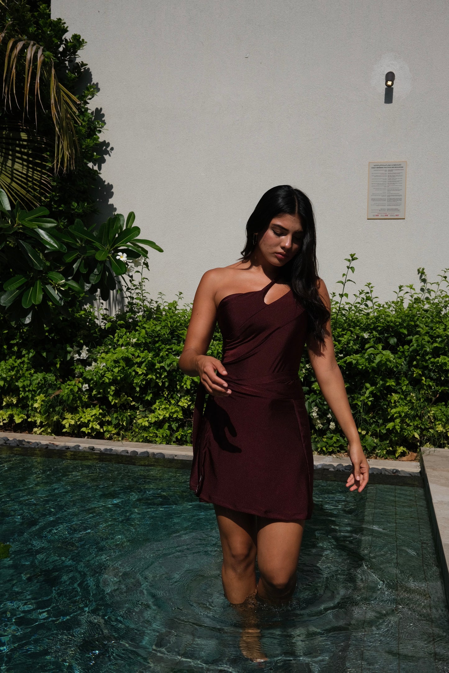 Maroon swim suit ( full set swim suit and swim skirt )