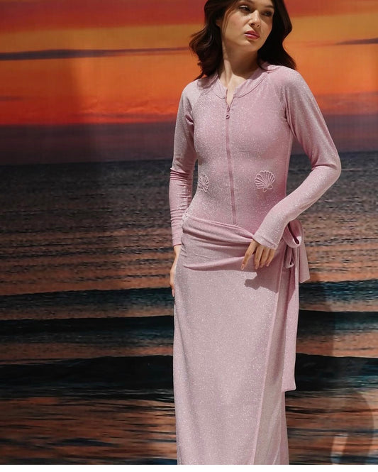 Mermaid pink long sleeves swimsuit (only swimsuit)