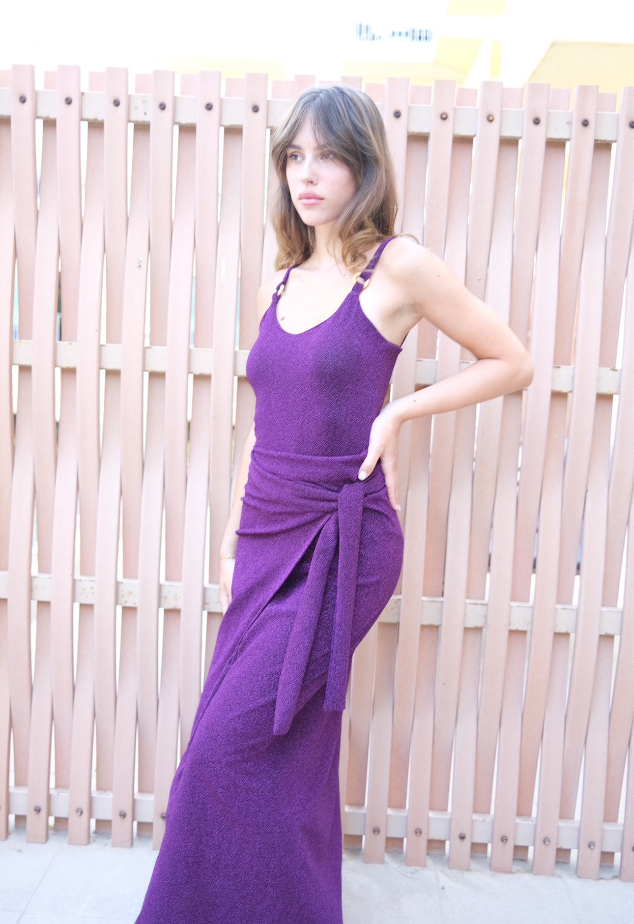 Purple shimmery swimsuit ( full set swimsuit and swim skirt )